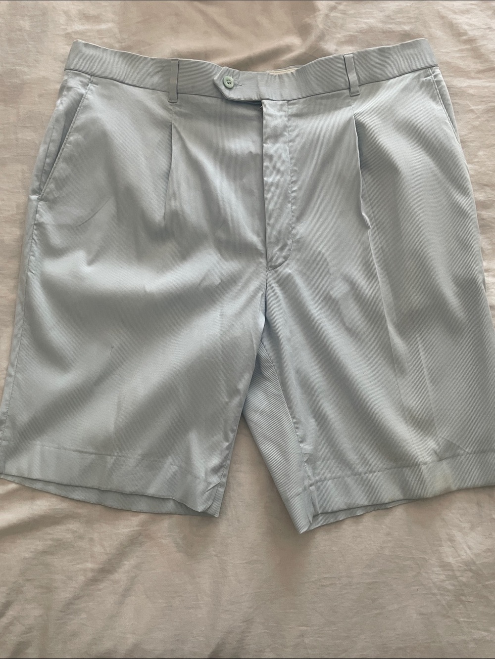 Burberry Light Blue Flat Front Pleated Men’s Shorts